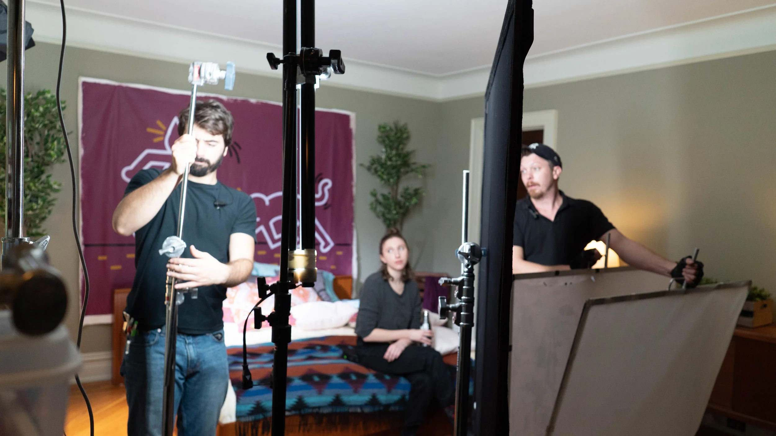 The lighting and grip department doing their thing.