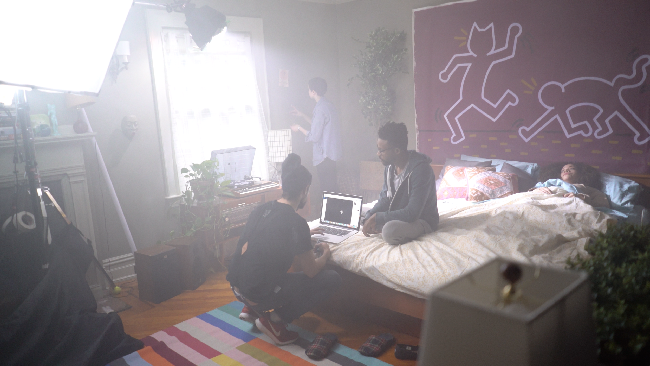 Here’s a behind the scenes shot of the art department making some last minute touches on the set of the Dashlane shoot.