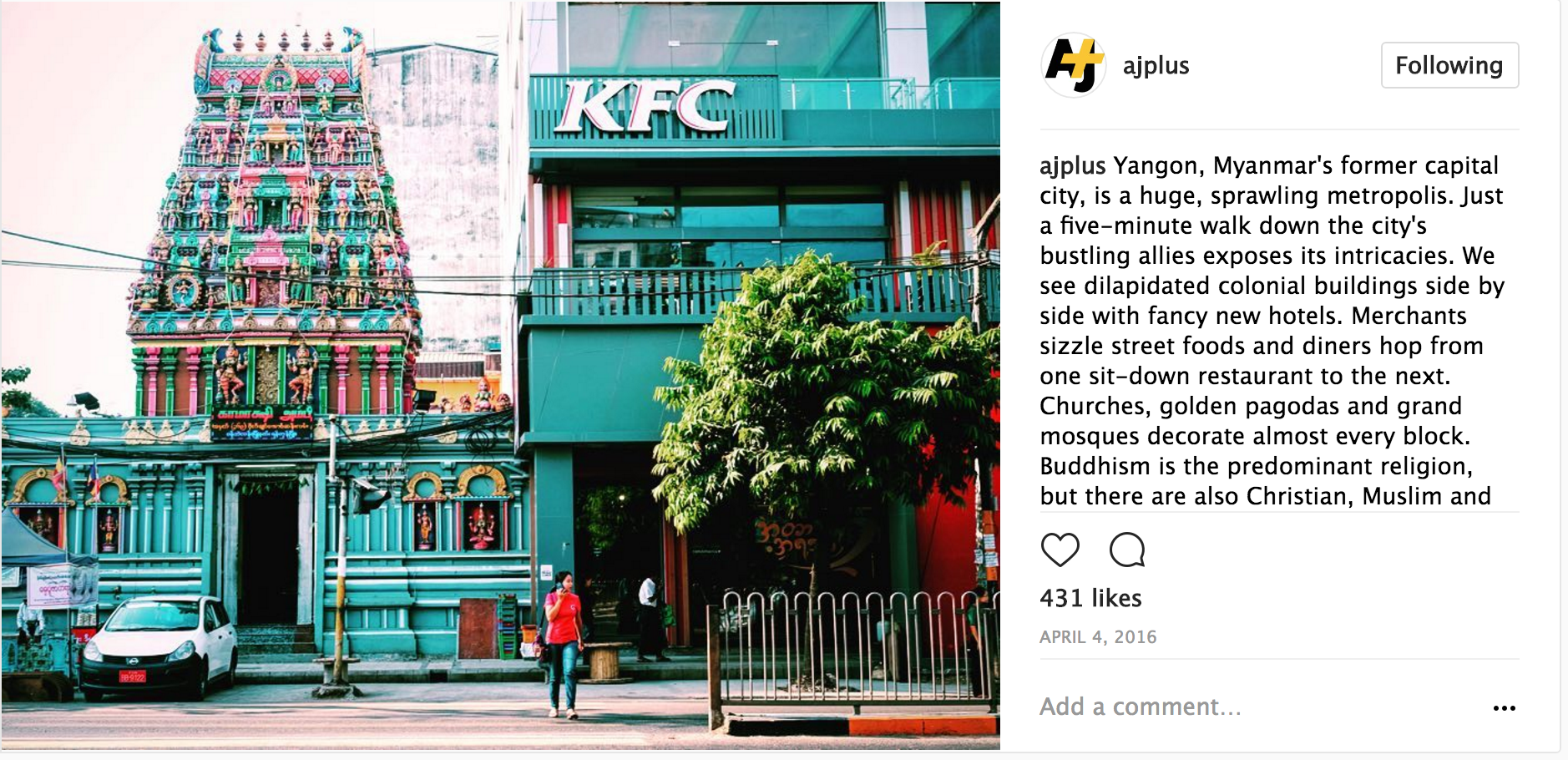  Part of a series I posted about cultural and religious diversity in Myanmar for AJ+'s Instagram account 