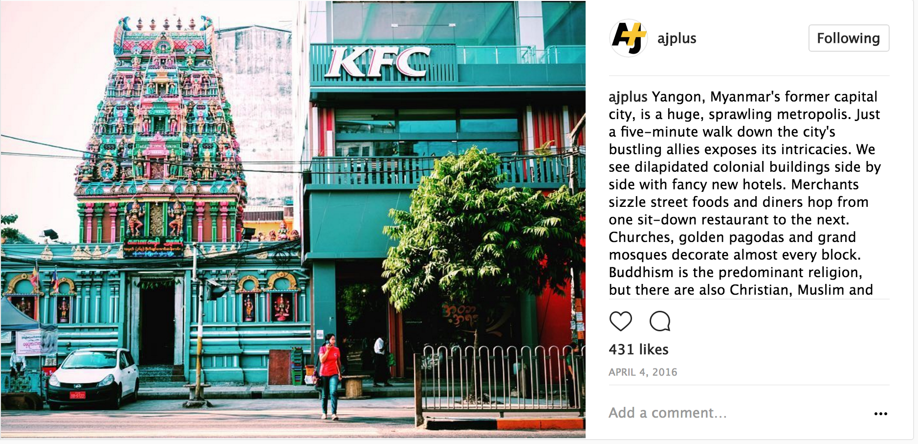 Part of a series I posted about cultural and religious diversity in Myanmar for AJ+'s Instagram account