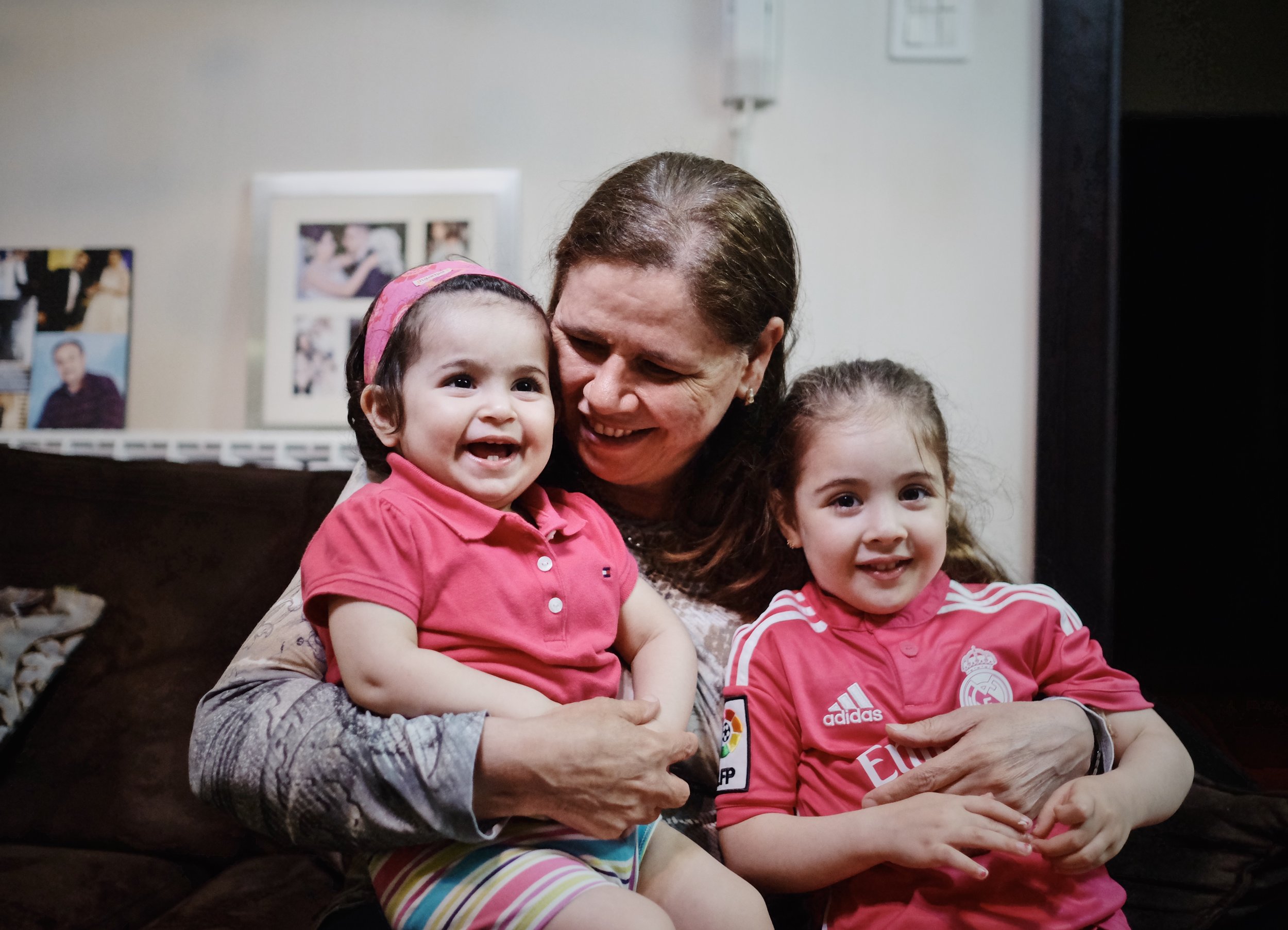  Fadwa Barghouti with her grandchildren Talia and Sarah.&nbsp;Published by Women in the World in association with The New York Times.&nbsp; 