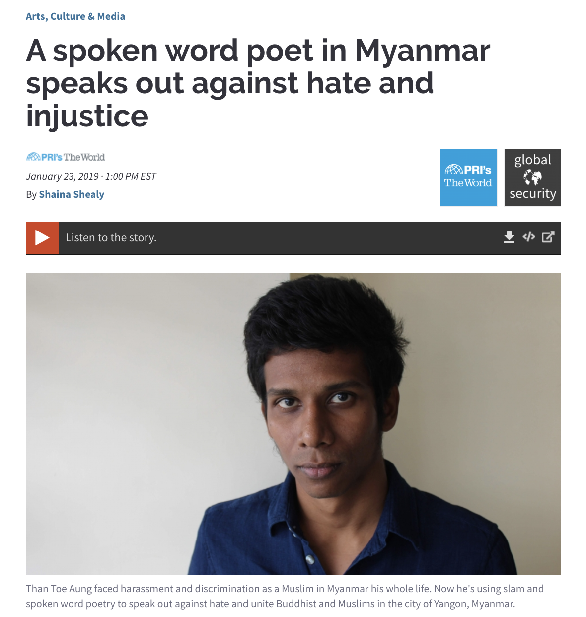 A spoken word poet in Myanmar speaks out against hate and injustice