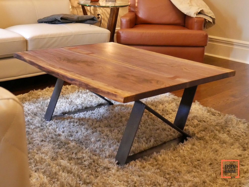 Walnut Steel Z Leg Coffee Table Eisenbaumstl