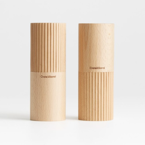 Fluted Wooden Salt &amp; Pepper Shaker Set