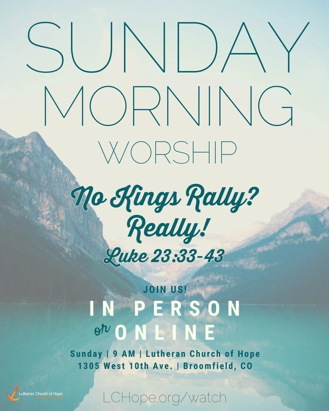 Sunday is here! Come to church at 9am, all are welcome!
We hope coming to LCHope can be one of your Sunday traditions.
Comment what your go-to Sunday morning tradition? #ELCA #Church #BroomfieldCO #Colorado #Lutheran #allarewelcome
