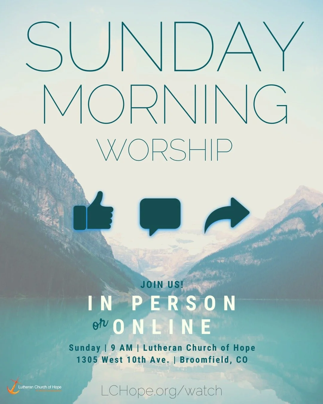 Come and see...📱🫣 Worship with us at 9am! Everyone is welcome at LCHope! 
#ELCA #Church #Colorado #BroomfieldCO #Lutheran #AllAreWelcome