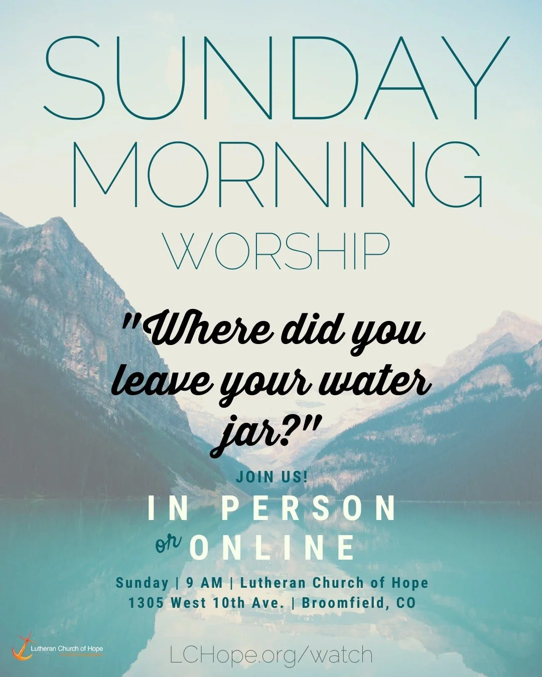 Worship with us at 9am! Everyone is welcome at LCHope! 
#ELCA #Church #Colorado #BroomfieldCO #Lutheran #AllAreWelcome