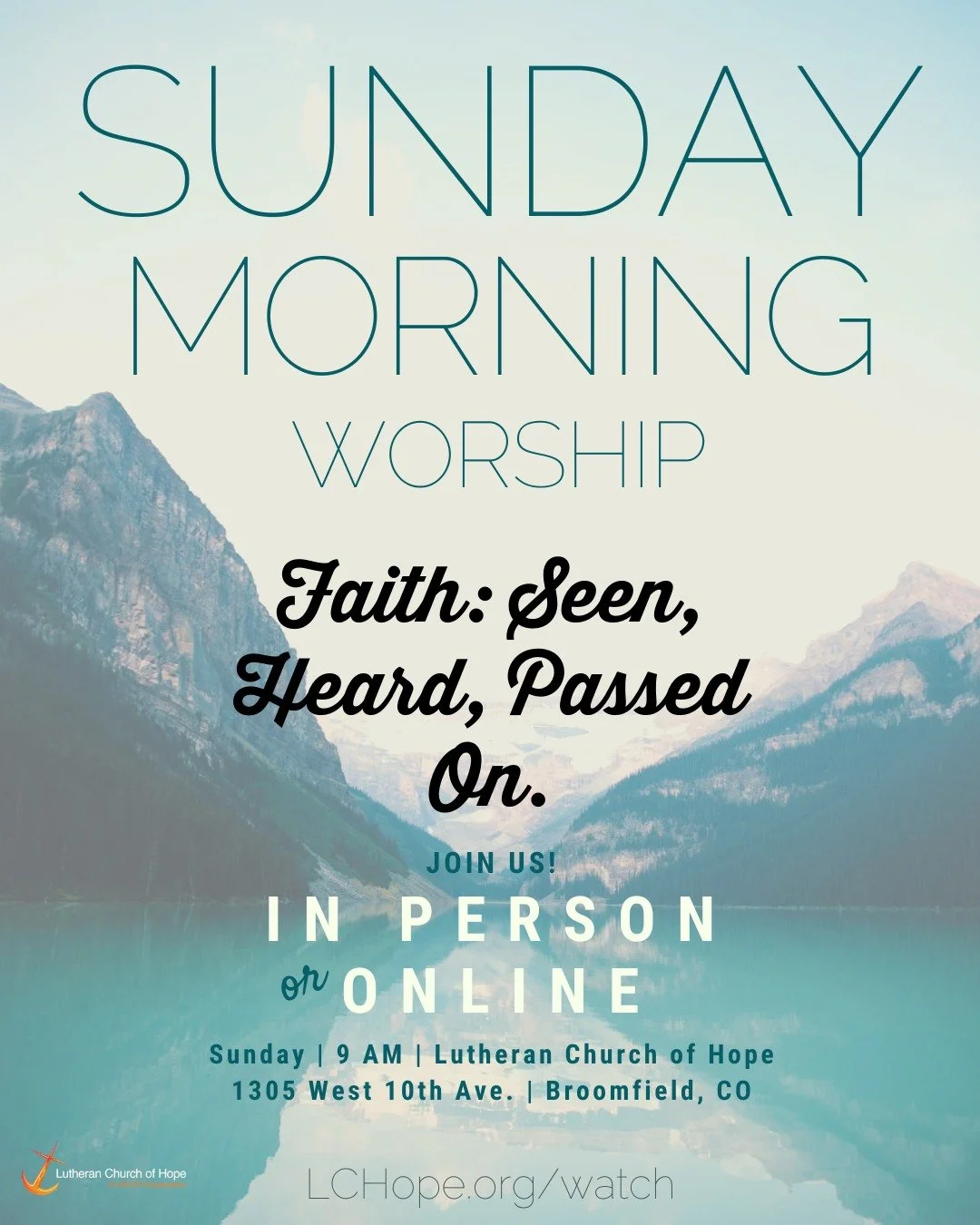 Worship with us at 9am! Everyone is welcome at LCHope! 
#ELCA #Church #Colorado #BroomfieldCO #Lutheran #AllAreWelcome