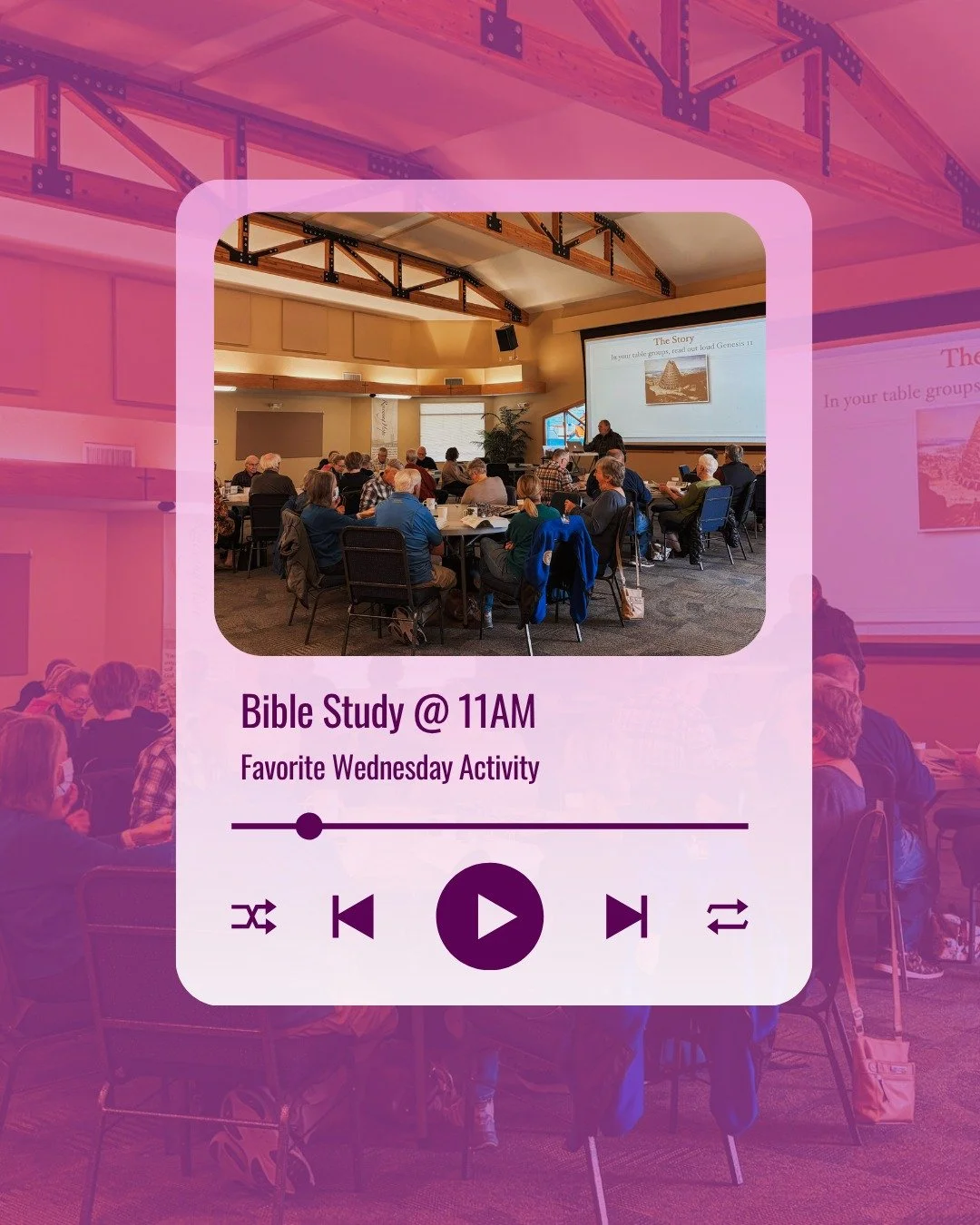If you&rsquo;re wondering where people are on Wednesdays at 11&hellip; they&rsquo;re here!😄 Bible open, conversation flowing, and a welcoming space for all. Plenty of room for others to join us each Wednesday at 11:00 am in the Fellowship Hall.