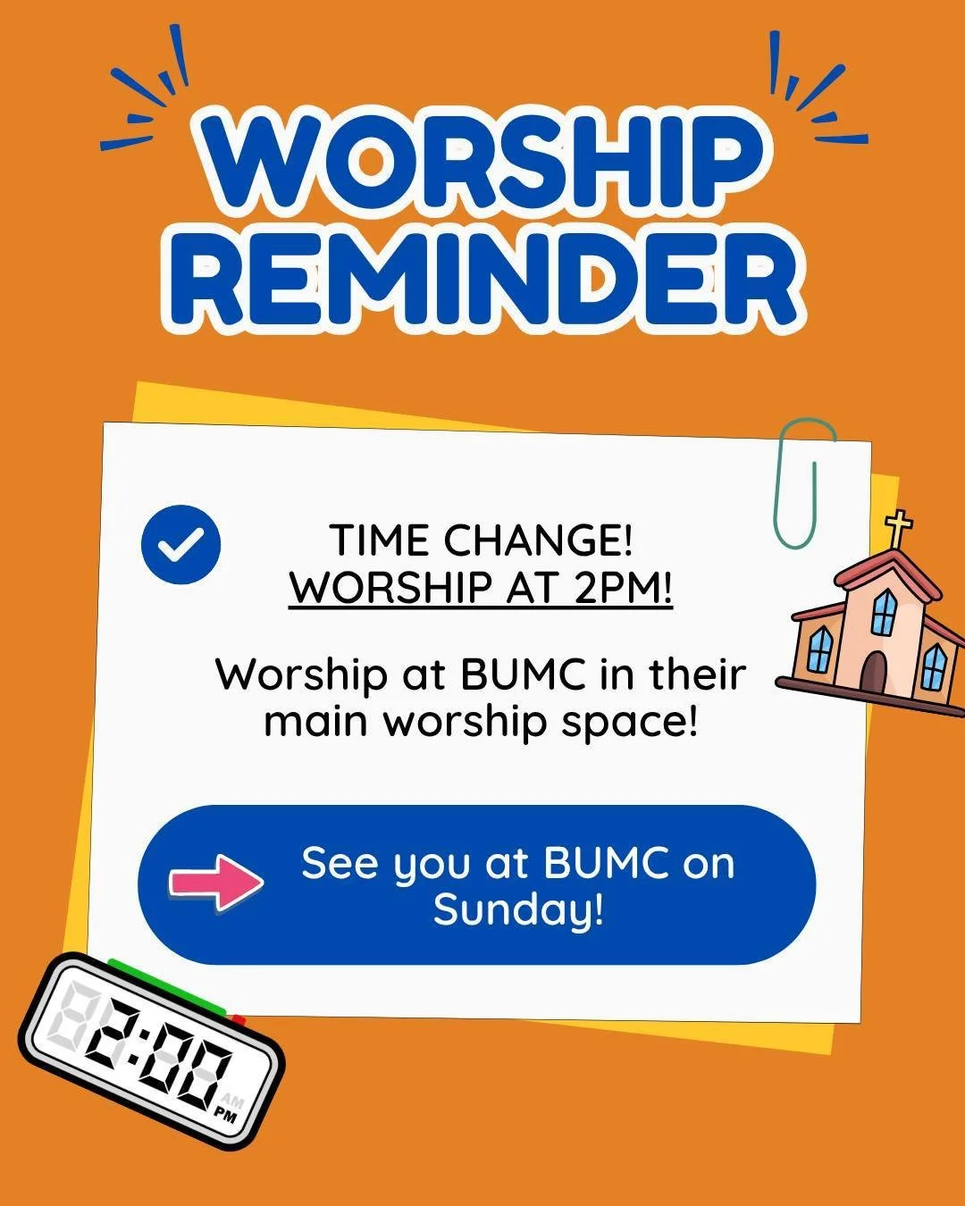 🚨 NEW TIME. NEW SPACE AT BUMC.🚨
Today is the day! 🎉 We&rsquo;re worshiping at 2 PM TODAY in the Main Worship Space at Broomfield United Methodist Church!
⏰ 2 PM
📍 BUMC &mdash; Main Worship Space
Don&rsquo;t show up at 4&hellip; we&rsquo;ll see yo