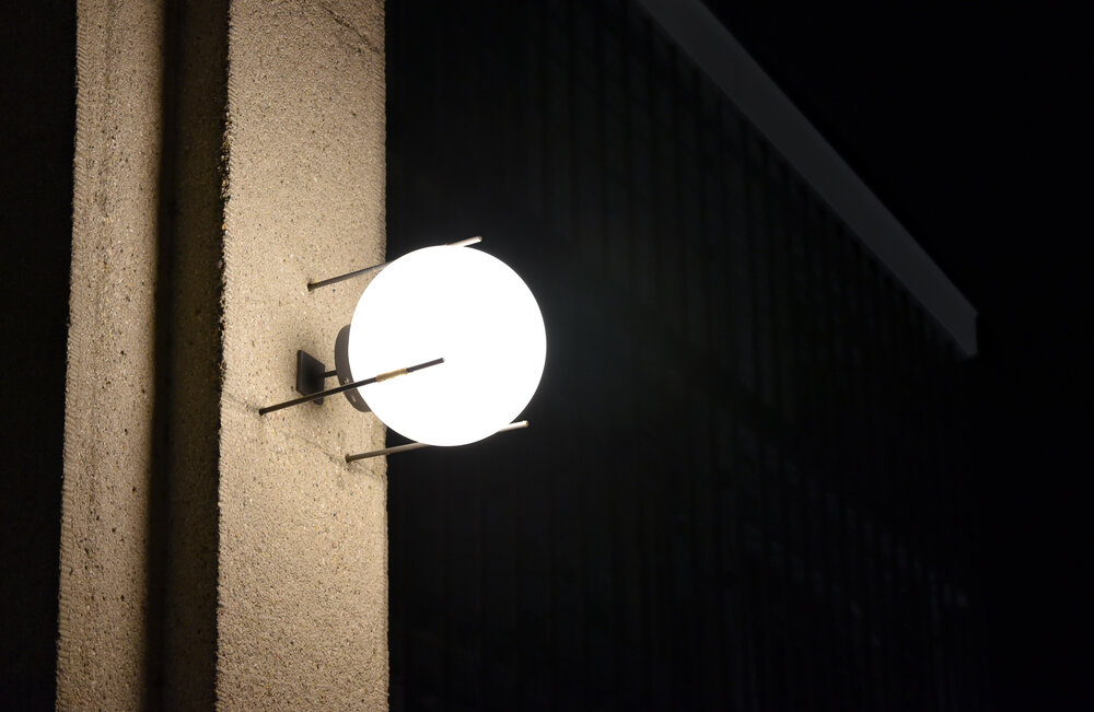 Bauhaus Dessau round exterior light, Marianne Brandt.