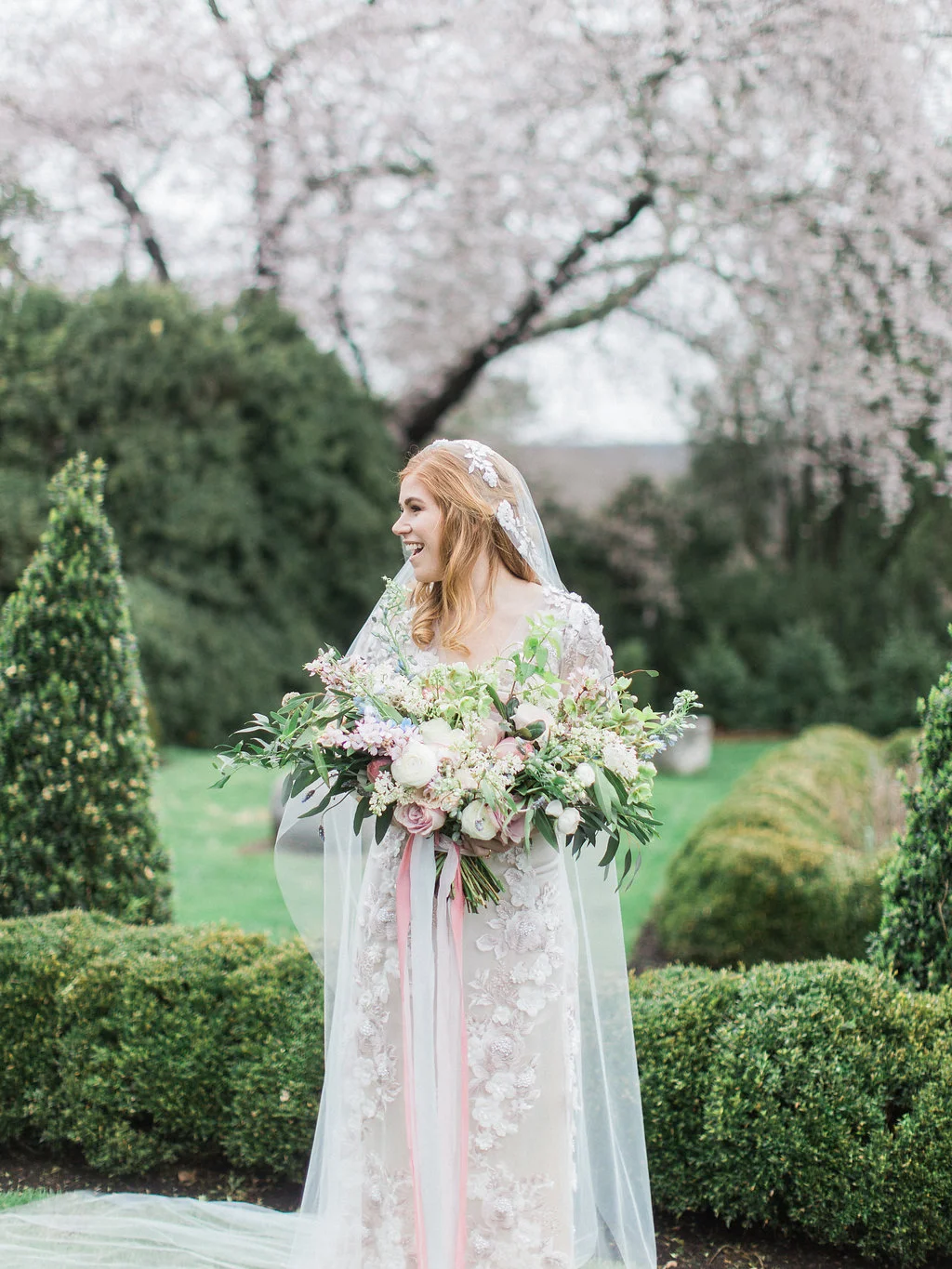 Beaded Vine Flower Mantilla Bridal Veil