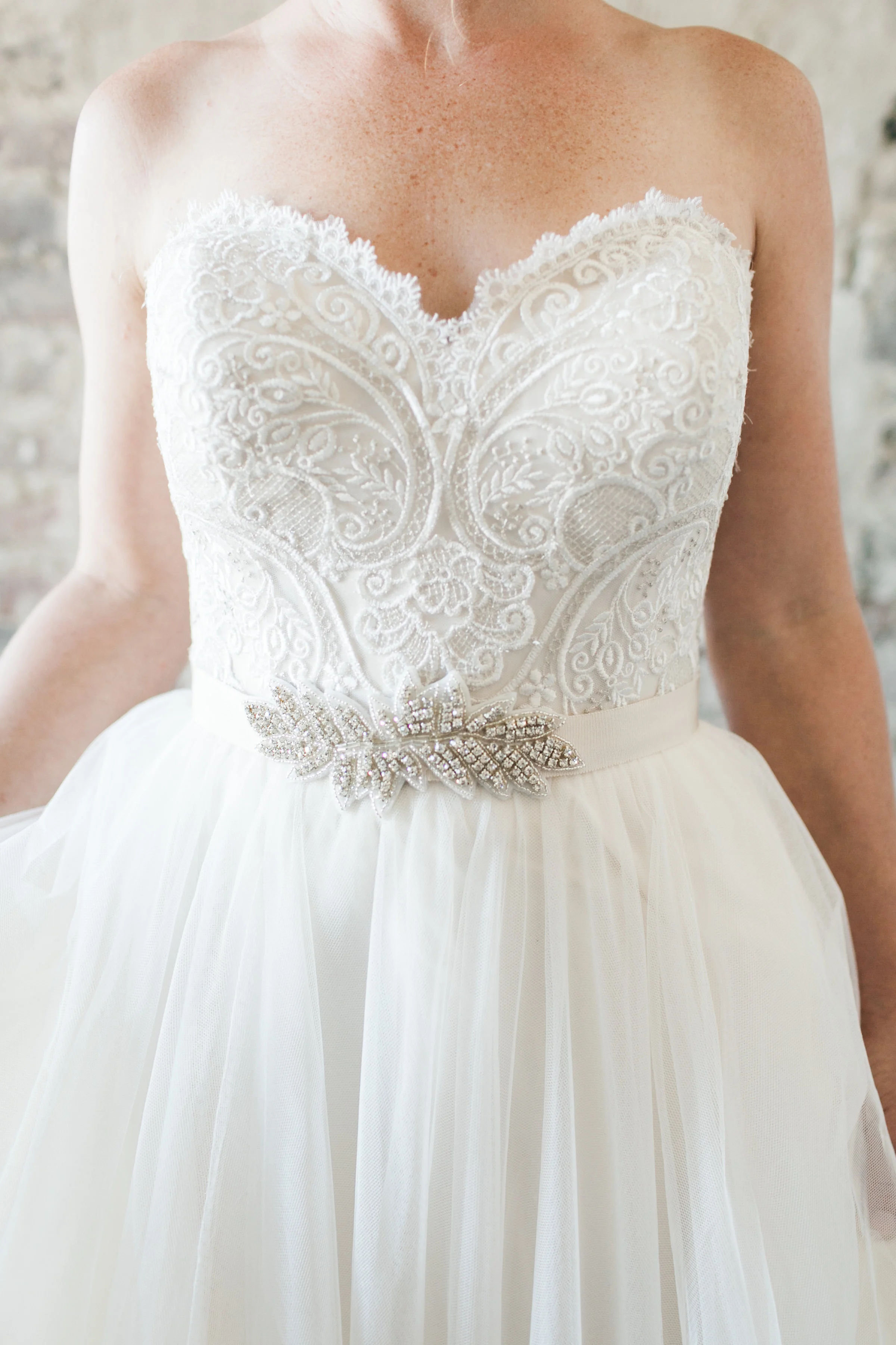 Rhinestone Leaf Bridal Belt
