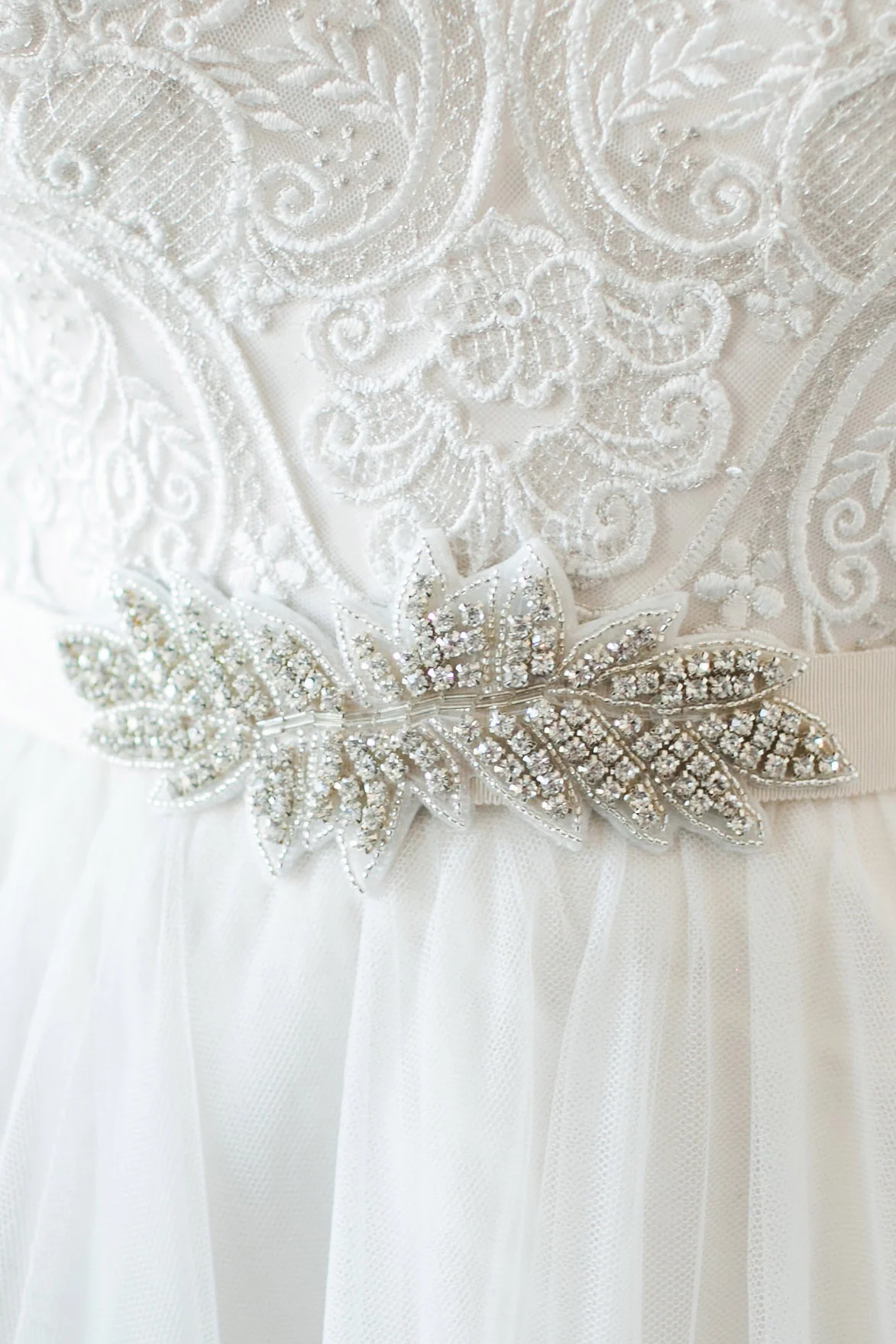 Rhinestone Leaf Bridal Belt