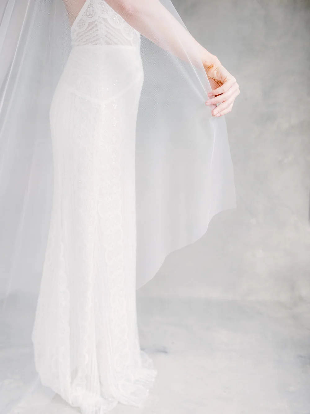 bra options for backless wedding dress Mini Lace Trim Veil – Gigi & Olive main image 0