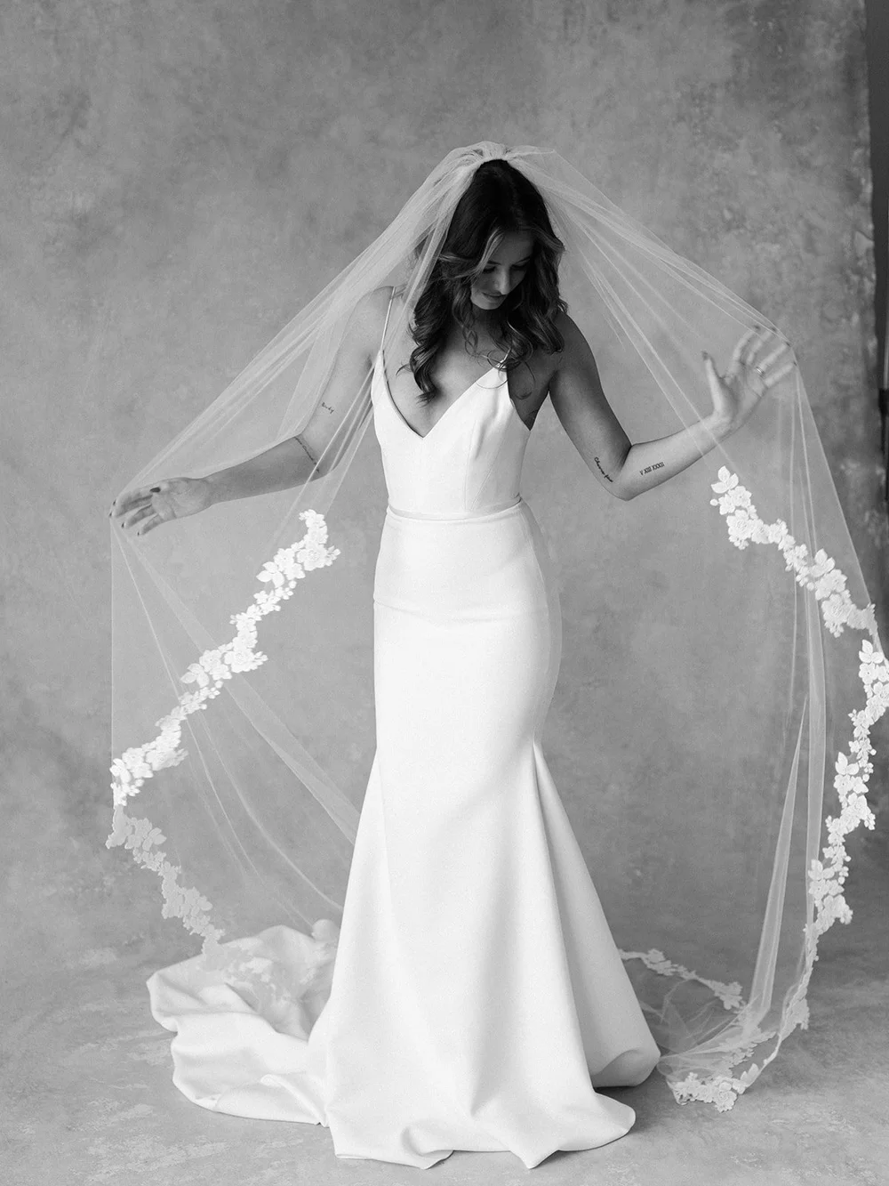 white wedding dress black veil Gwendolyn Veil – Jenny Yoo main image 0