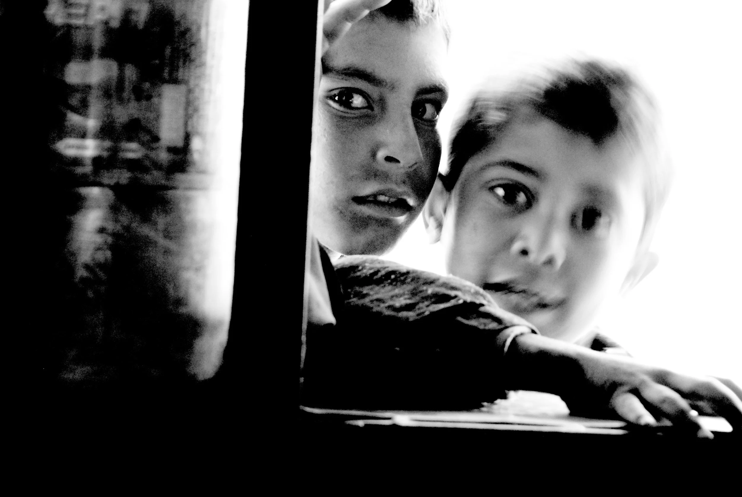 Kids at a drinks stall selling black market alcohol. Maslakh, April 2008. 