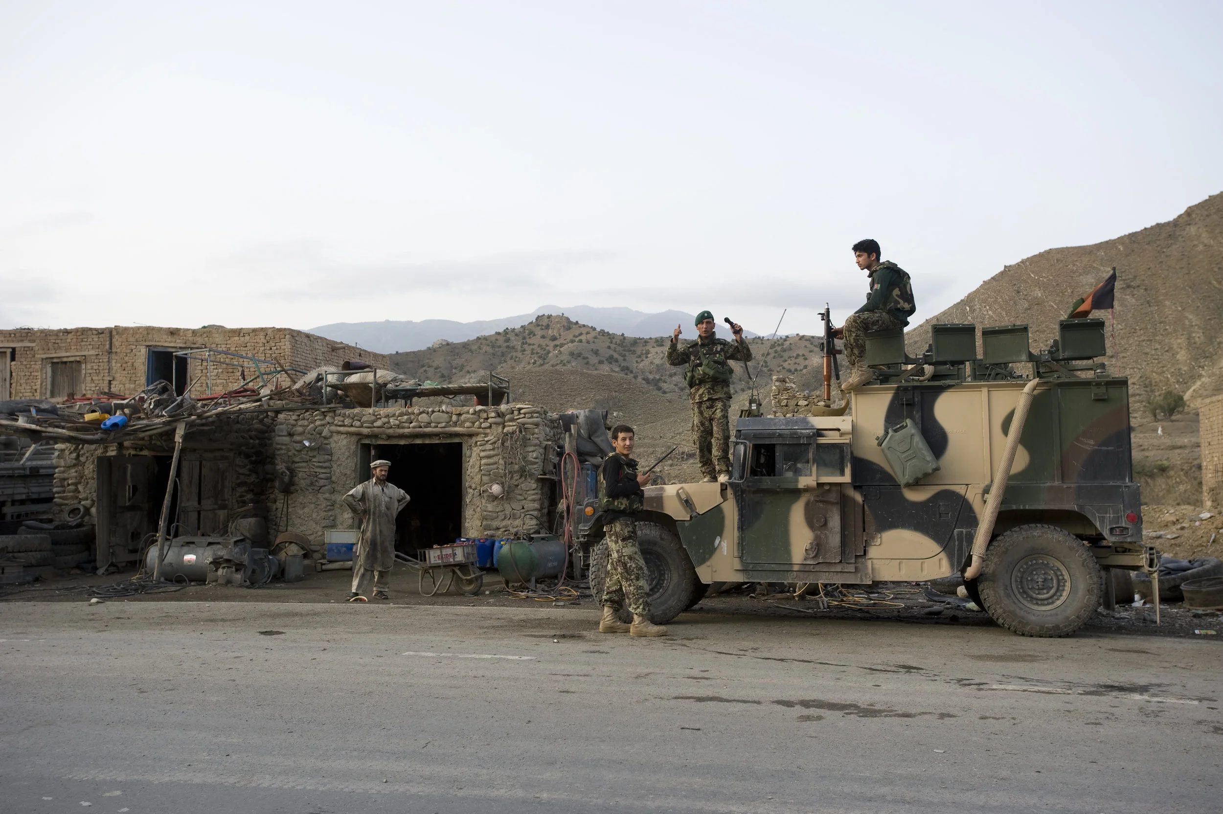 Afghan troops on the Khost to Gardez highway. August, 2011.
