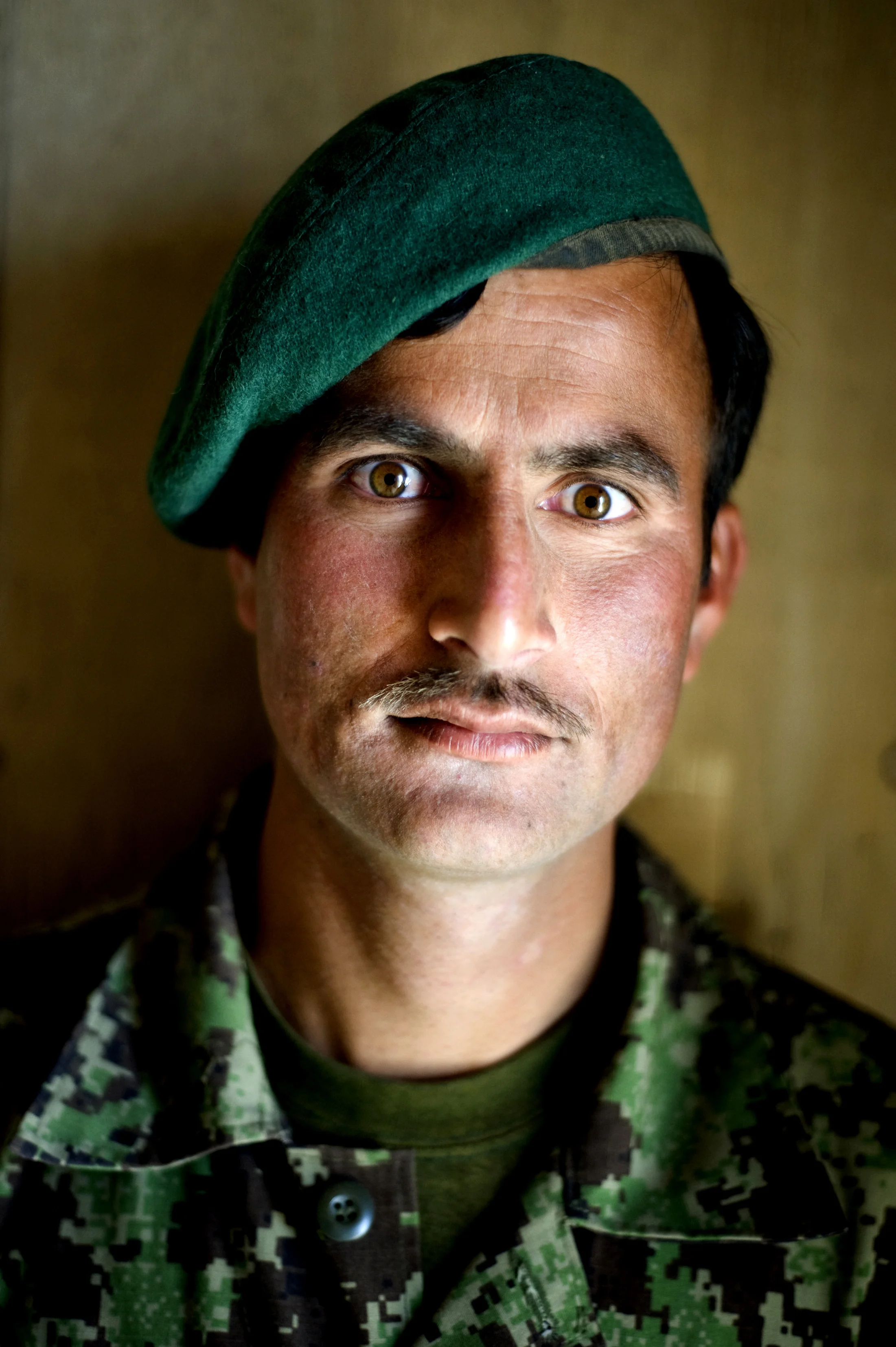 Abdullah, an Afghan soldier station at Camp Grizzly, Shinkay district, Zabul province. March 2010.