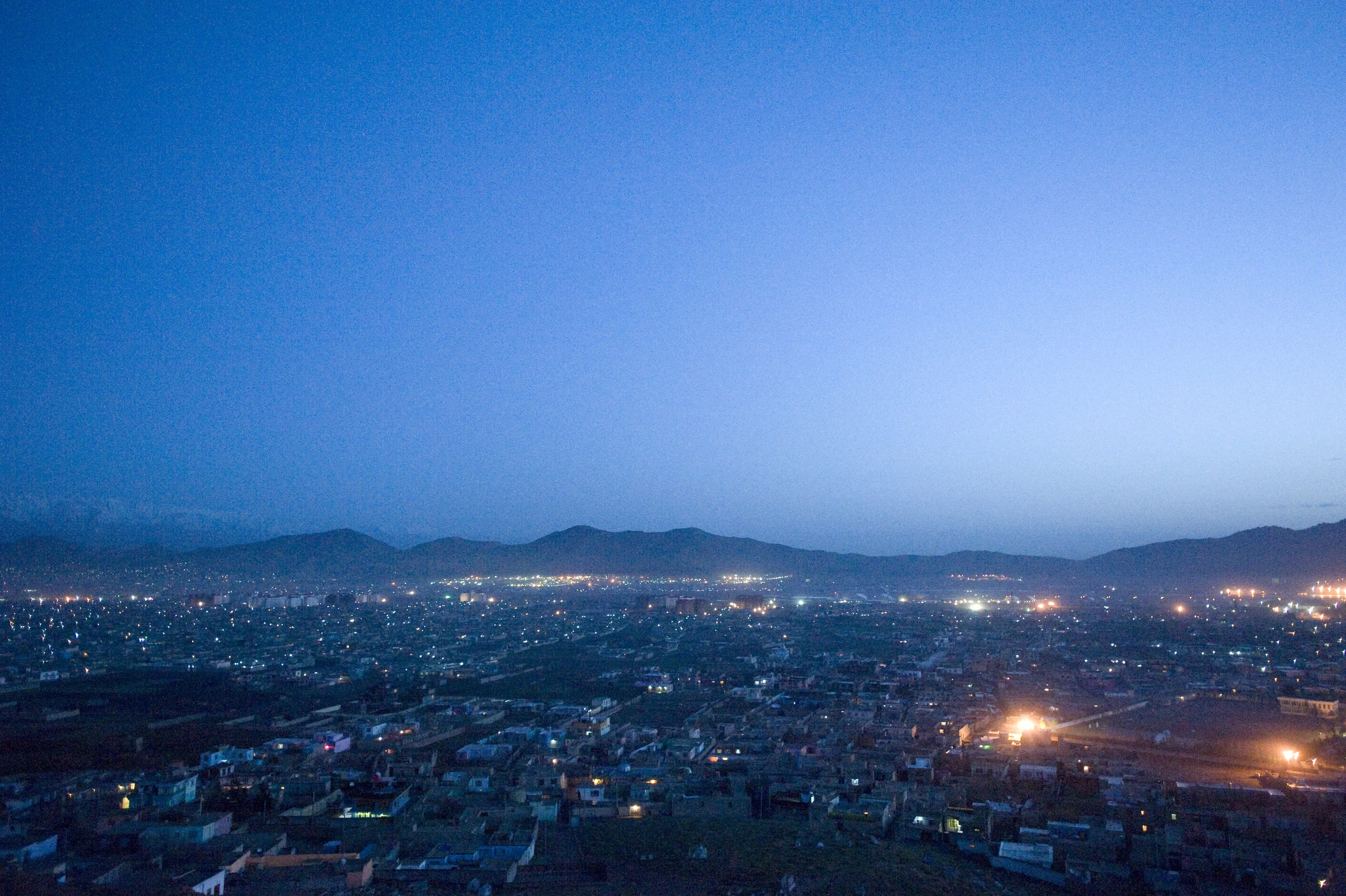 North Kabul, including the airport, as viewed from Bib Mehroo hill. April 2012.