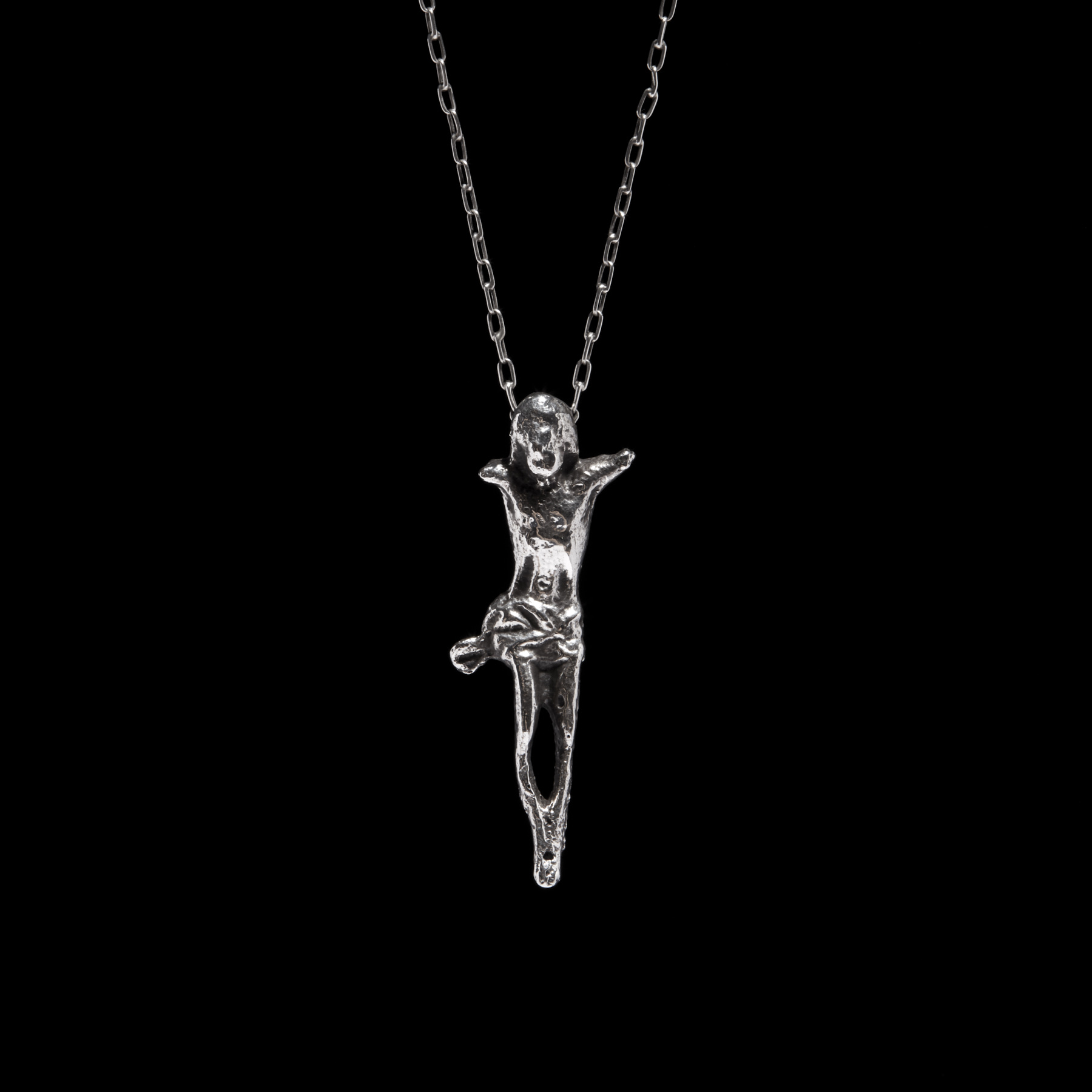 Silver Jesus Necklace N1 Silver Metal Collection Black Background
