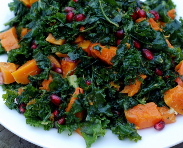 Warm Thanksgiving Kale and Squash Salad