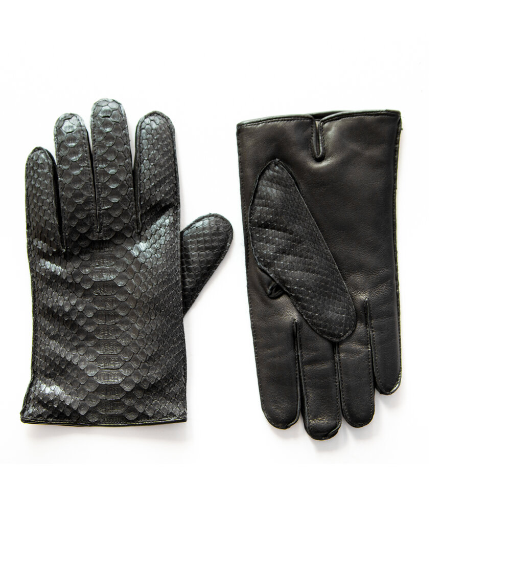 Men's Python Leather Dress Glove, Black — PROFLIGATE