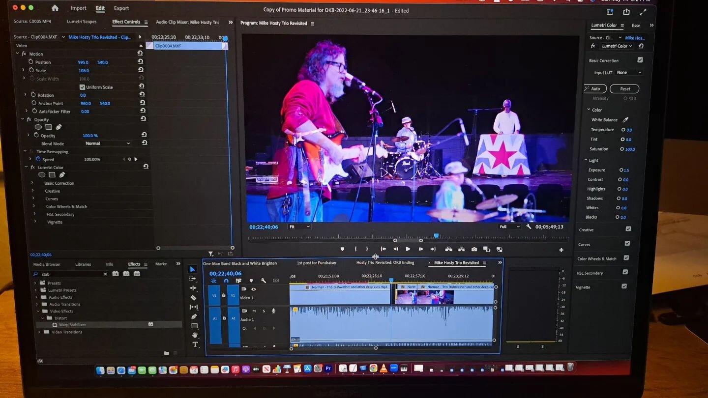 Editing @Hosty Trio pseudo reunion concert in it's entirety.

Broadcast live on May 25th fundraiser for @oklahomabreakdowndoc  by @thehourglass24 @thehourglass24crowdfunding