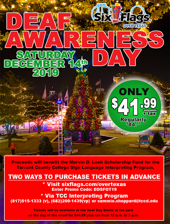 Six Flags Deaf Awareness Day at Holiday in the Park 12/14/19 – DFW