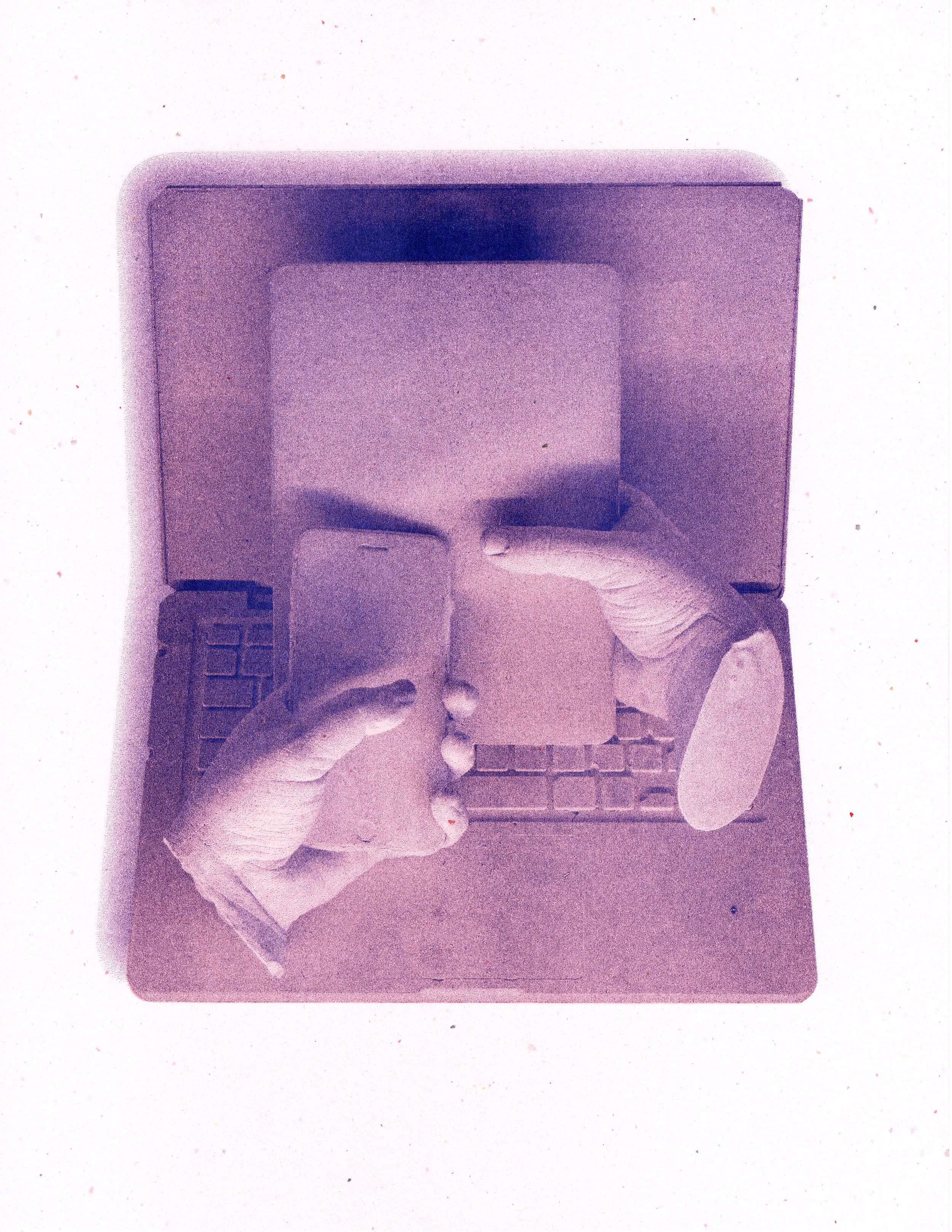 Screen Time Paradox risograph print