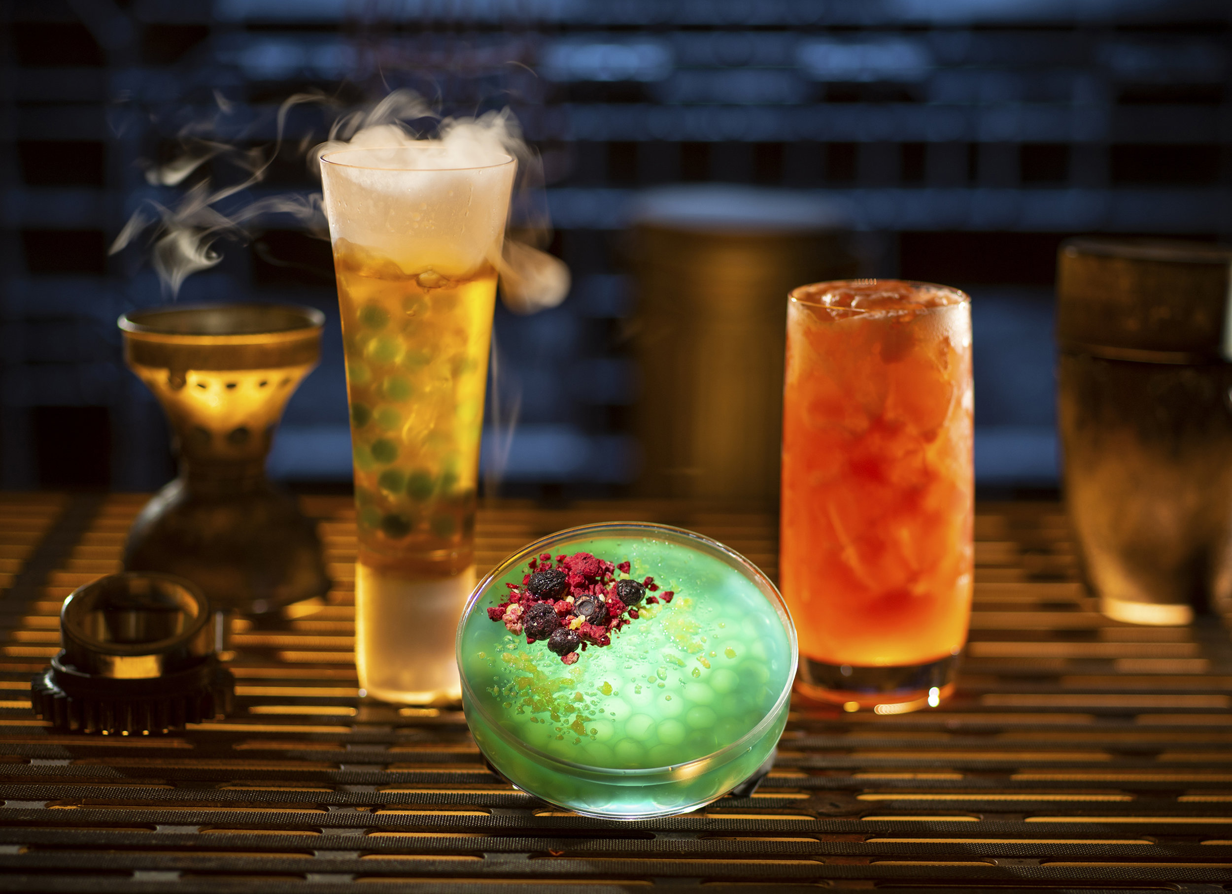  Guests will discover innovative and creative concoctions from around the galaxy at Star Wars: Galaxy's Edge at Disneyland Park in Anaheim, California and at Disney's Hollywood Studios in Lake Buena Vista, Florida. Left to right, non-alcoholic drinks