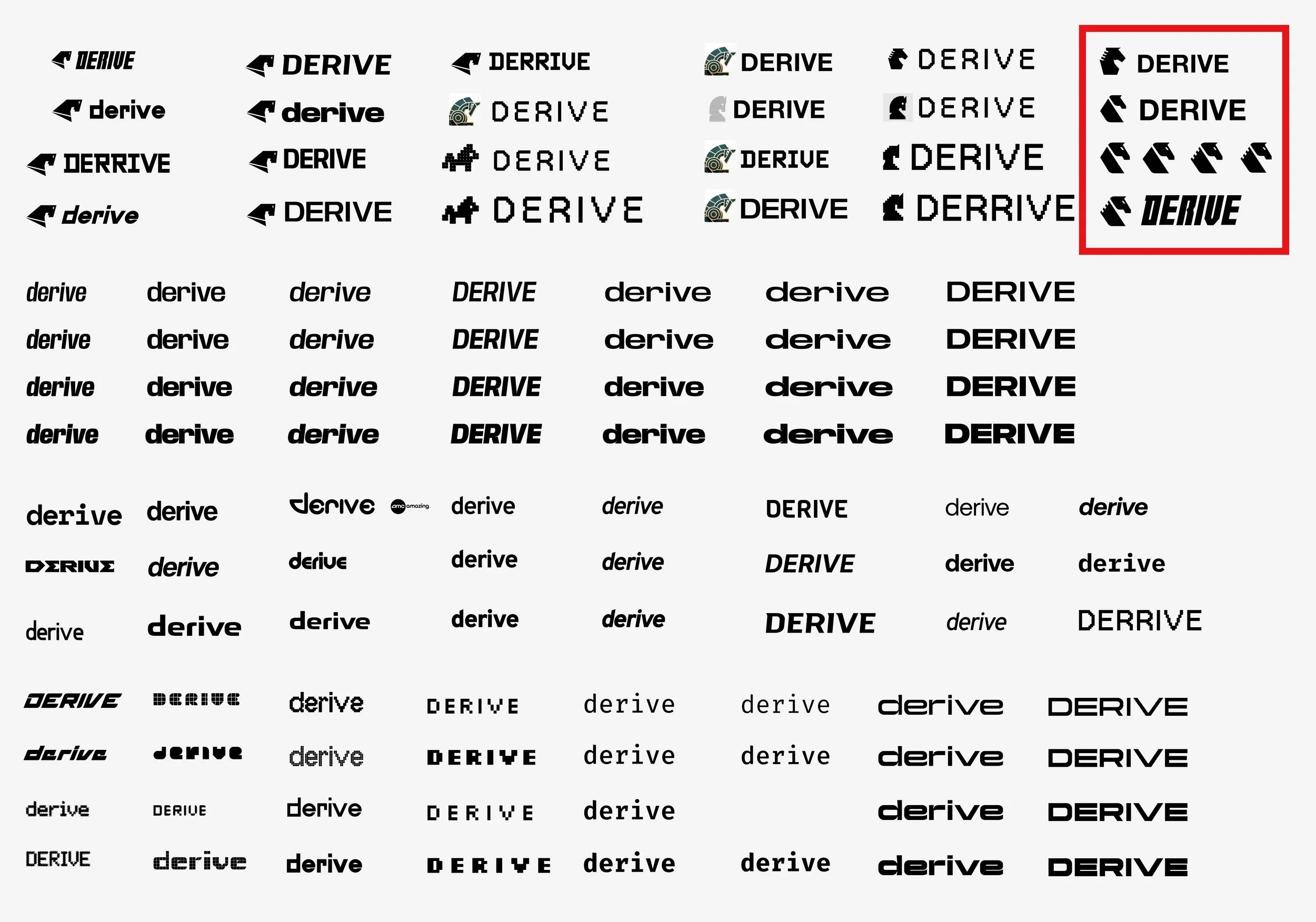 Dana J. Wright, product designer, derive logo with word mark ideation.