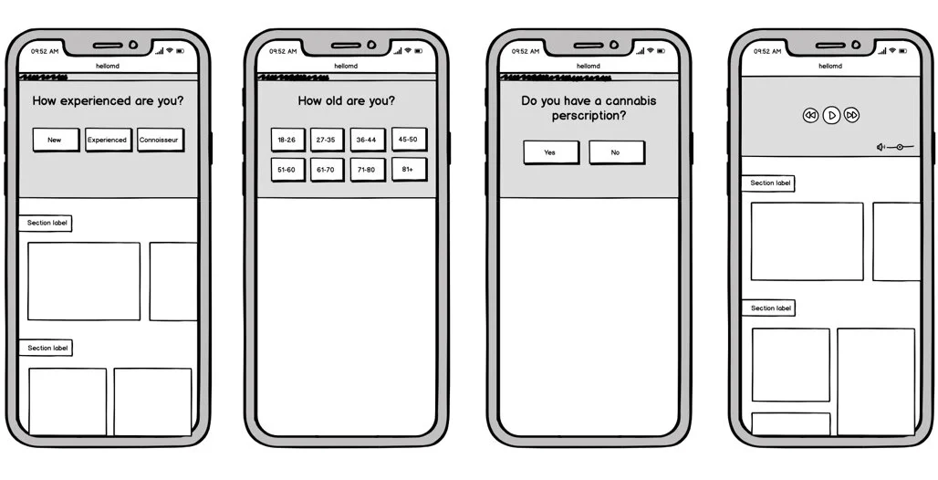 Dana J. Wright, Product Designer made this mobile wizard wireframe for hellomd