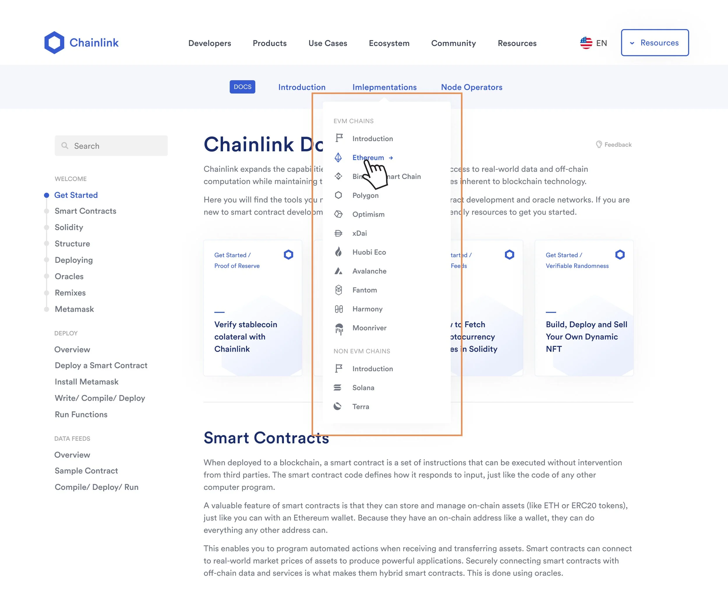 Dana J. Wright, Product Designer - Chainlink Documentation Page Menu Drop-Down Pattern 2