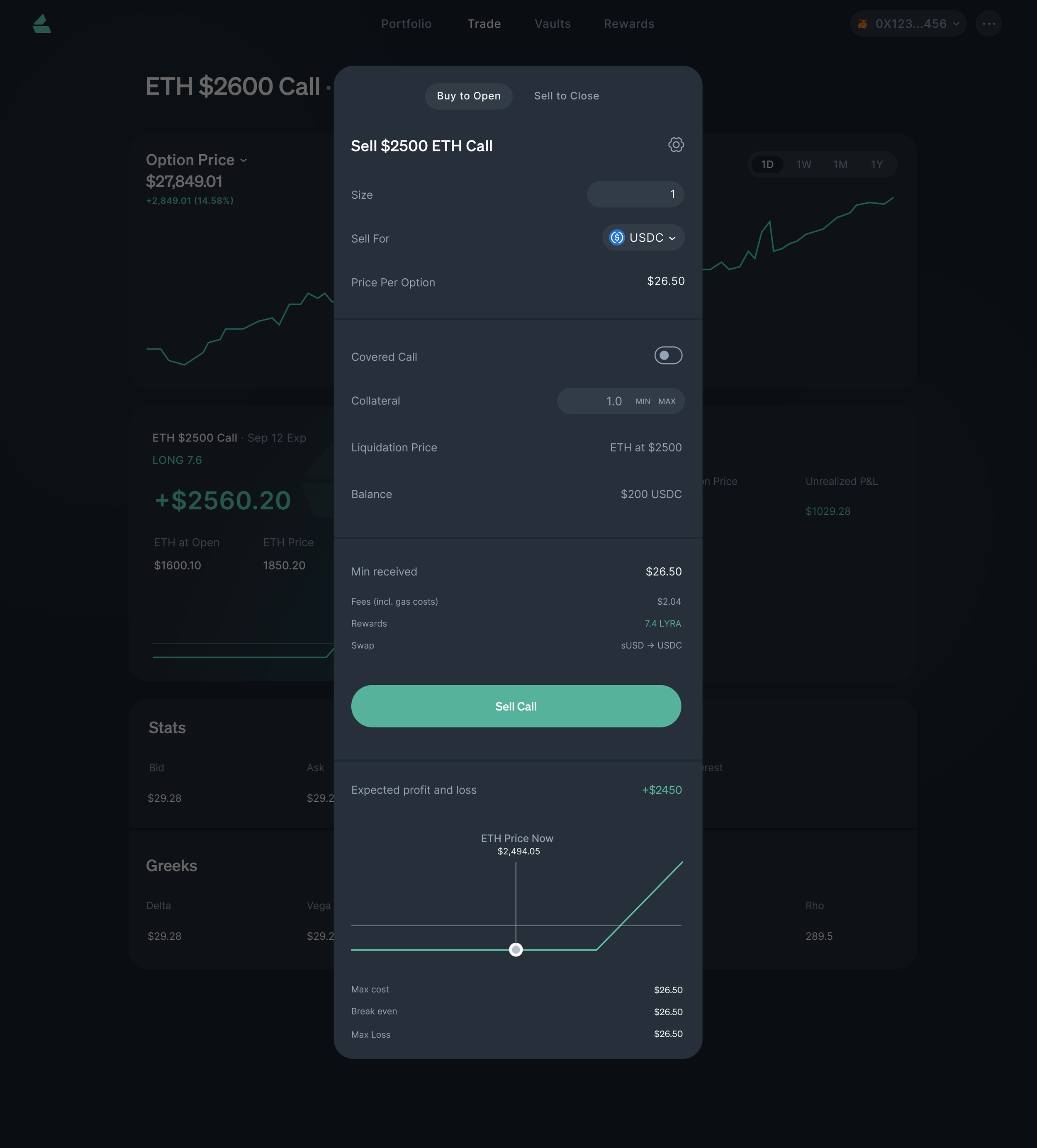 Dana J. Wright, Product Designer - Lyra Avalon Options Detail Page Trade Form