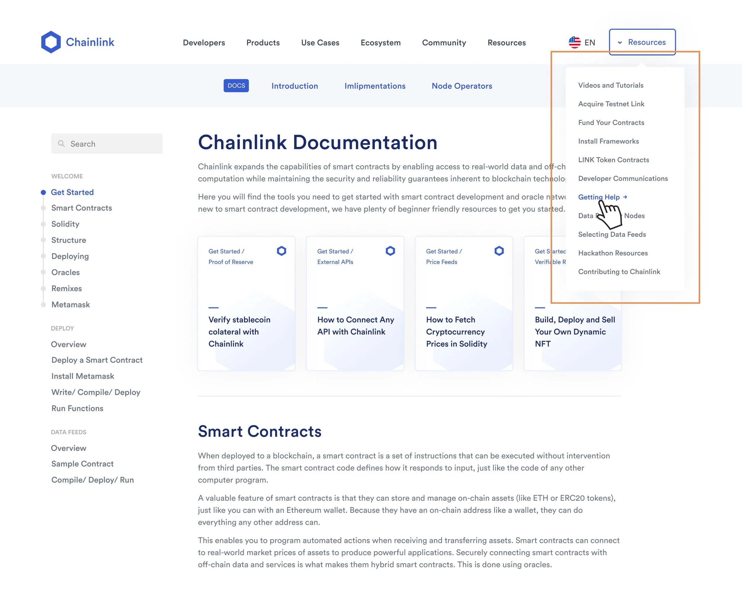 Dana J. Wright, Product Designer - Chainlink Documentation Page Menu Drop-Down Pattern 1