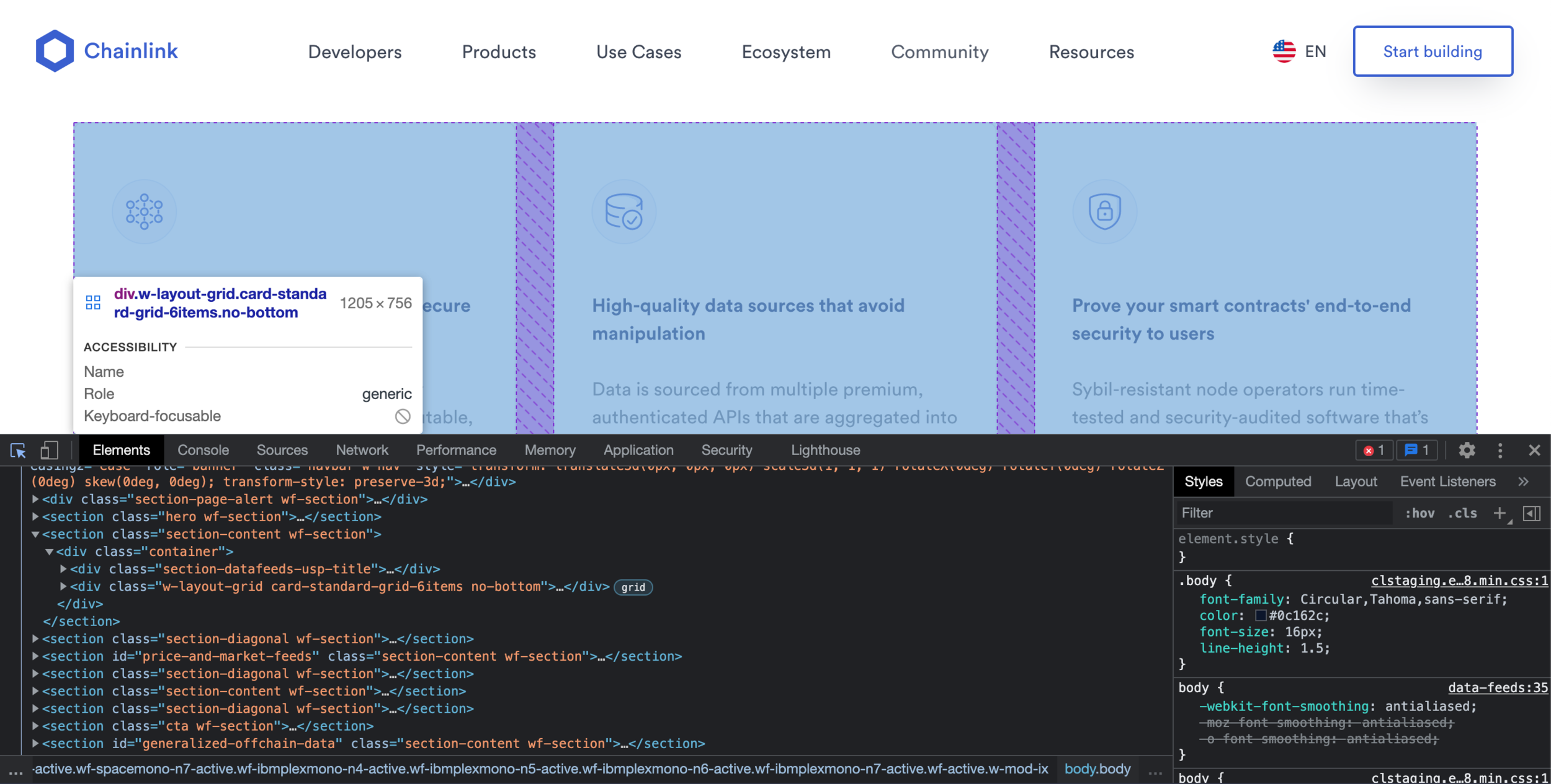 Dana J. Wright, Product Designer - Chainlink Documentation Inspect Element