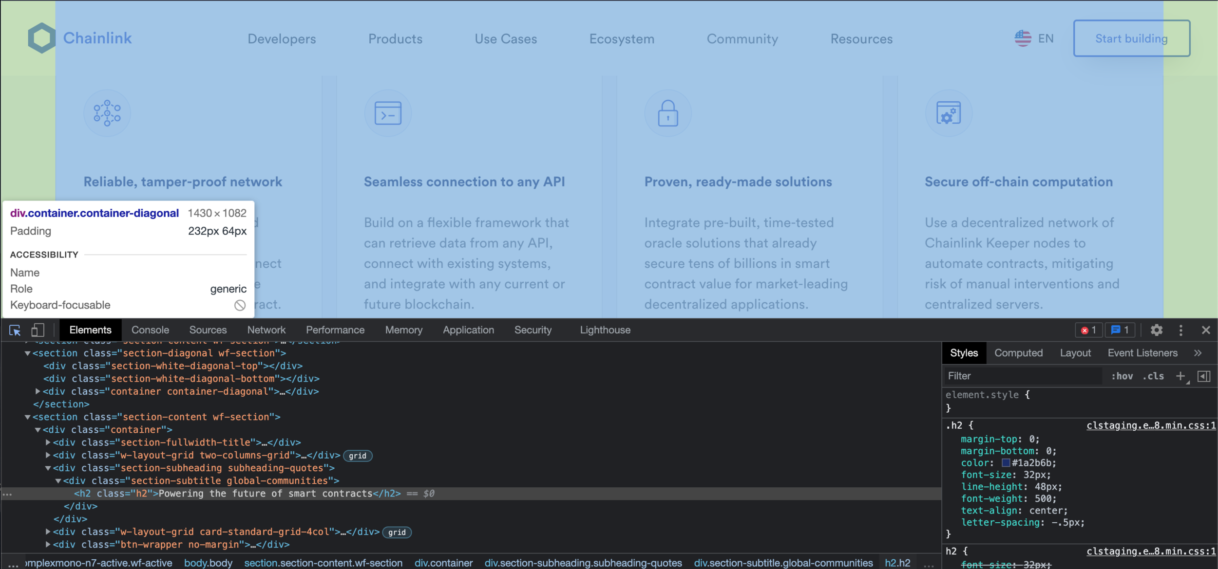 Dana J. Wright, Product Designer - Chainlink Documentation Inspect Element 2