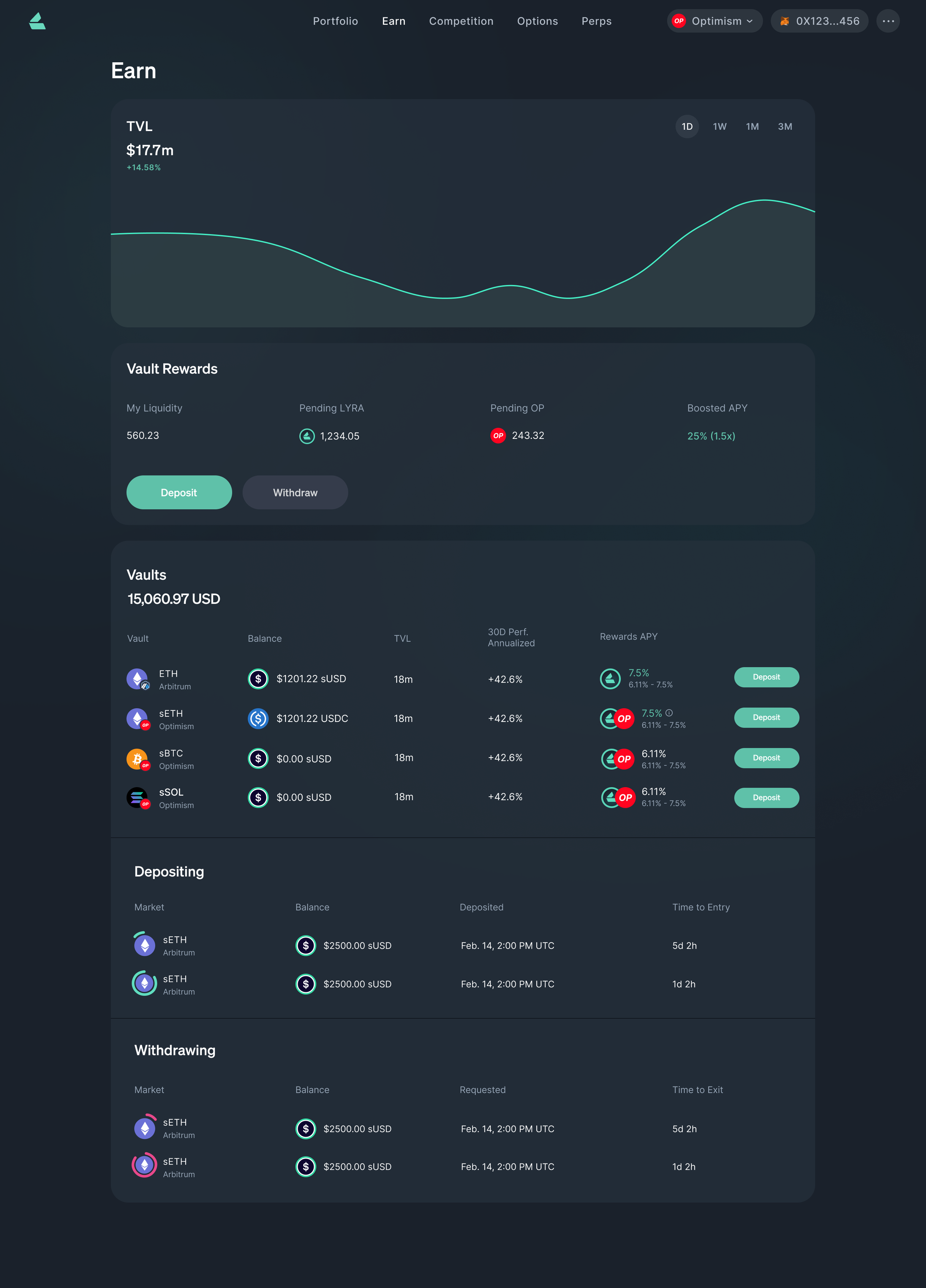 Dana J. Wright, Product Designer - Lyra Avalon Earn Page Defi Staking Vault