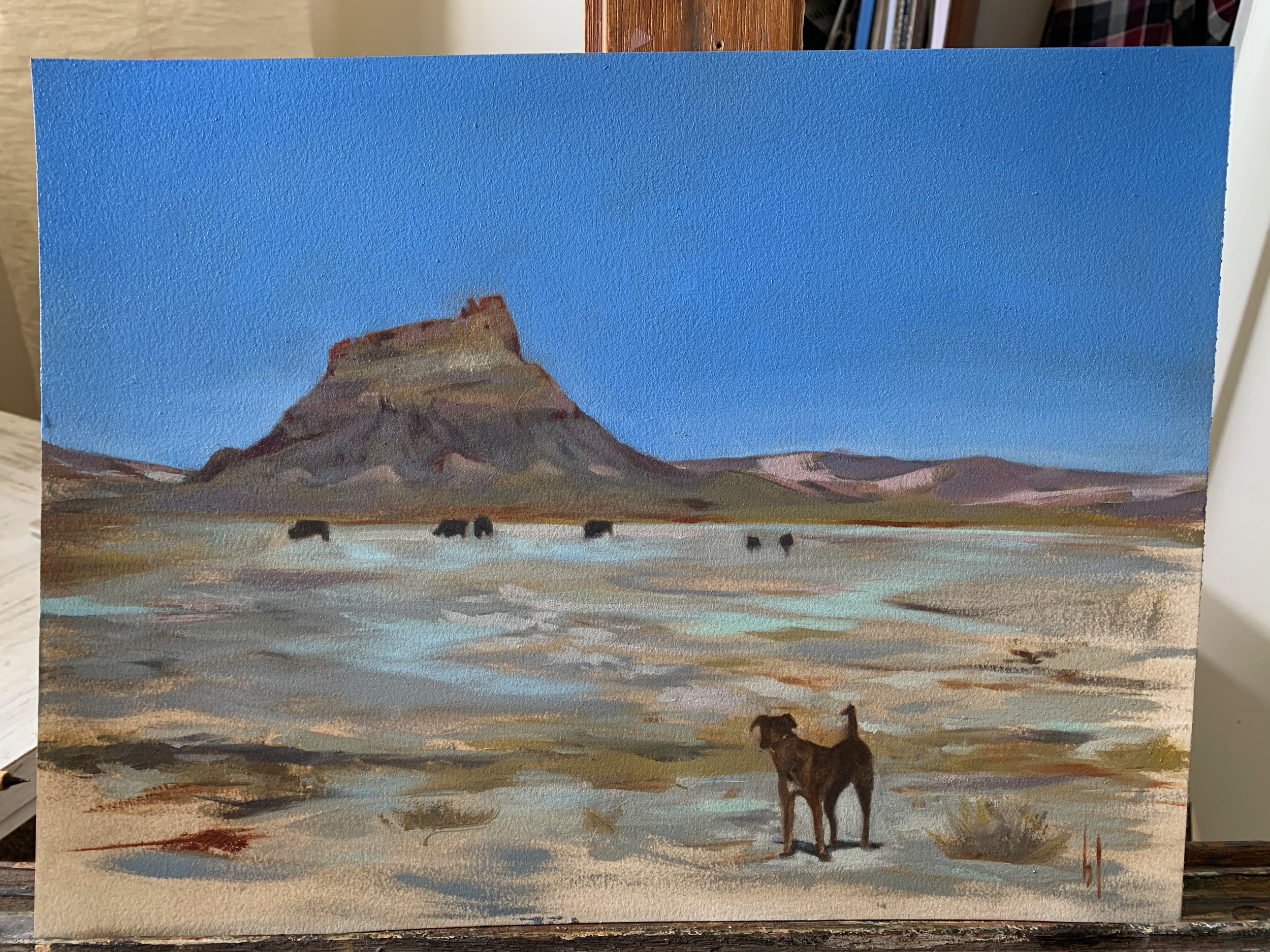 Leo & the Cows | 9x12 | Oil on panel