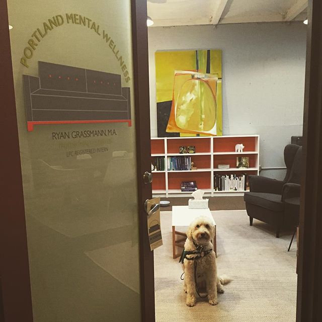 Alice gives you a sneak peak at the new space with its newly installed door decal. #portland #pdx #portlandoregon #mentalhealth #portlandmentawellness #therapy #counseling #psychology #wellness #divisionstreet