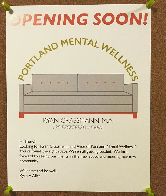 Still waiting on our official signage but this temporary cork board sign outside our office will do for now. Putting some final touches on the space before we start seeing clients here tomorrow. #portland #pdx #portlandoregon #mentalhealth #portlandmentawellness #therapy #counseling #psychology #wellness