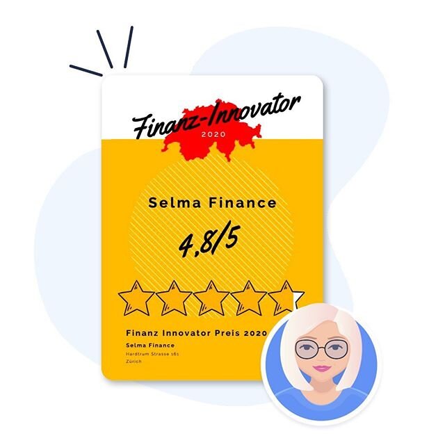 Scoring an awesome 4.8 out of 5 ⭐ , Selma got chosen as the &quot;Finance-Innovator 2020&quot; by Schwiizerfranke. 🥳🎉 ⠀⠀⠀⠀⠀⠀⠀⠀⠀
They looked into criteria like:
- Grade of innovation
- Sustainability
- Fees
- Customer support
- Reaction to corona cr