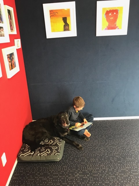 Jeremy reading his book to Sam.