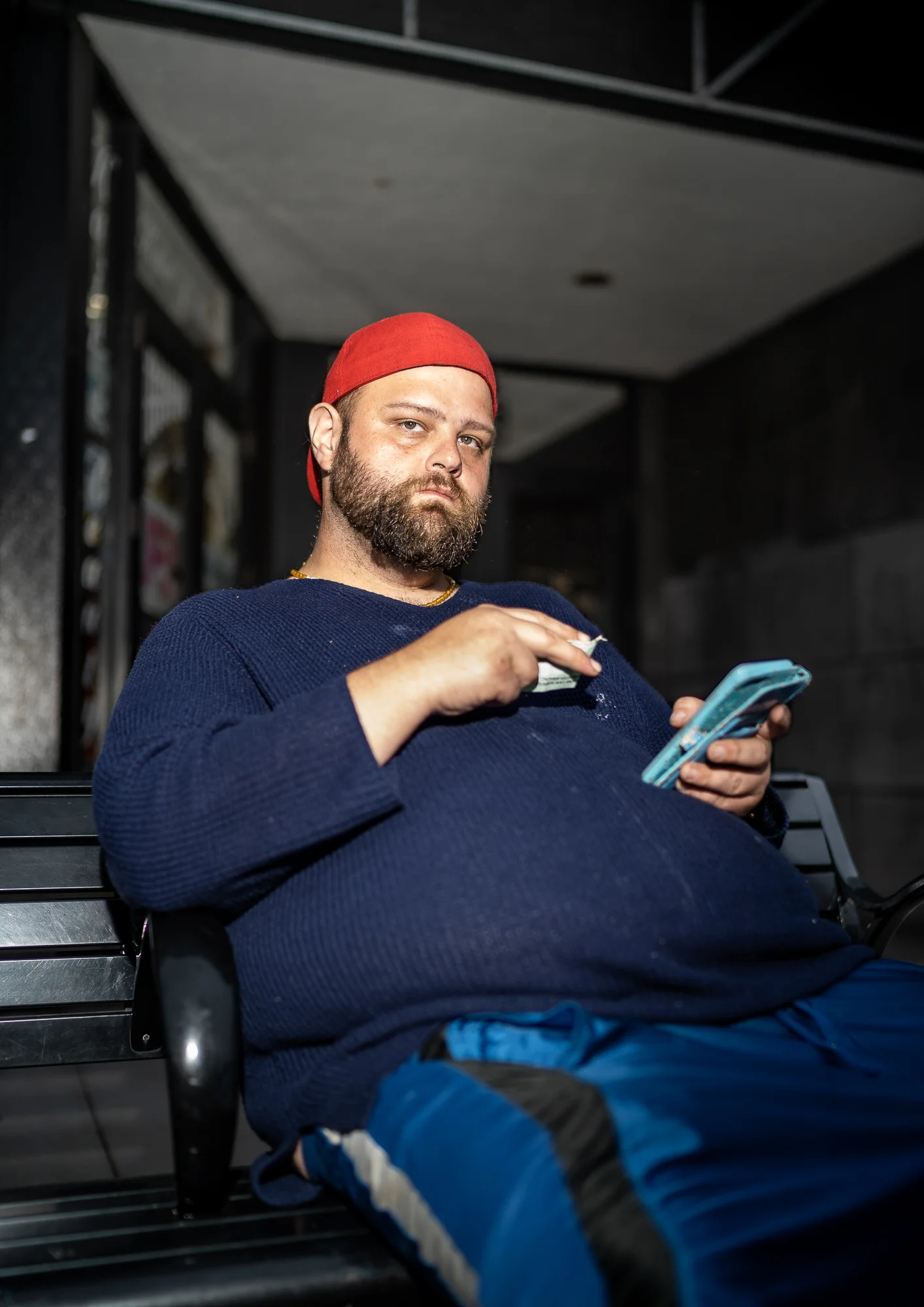 Tim, Calling His Father, Front Street, October, 2018.