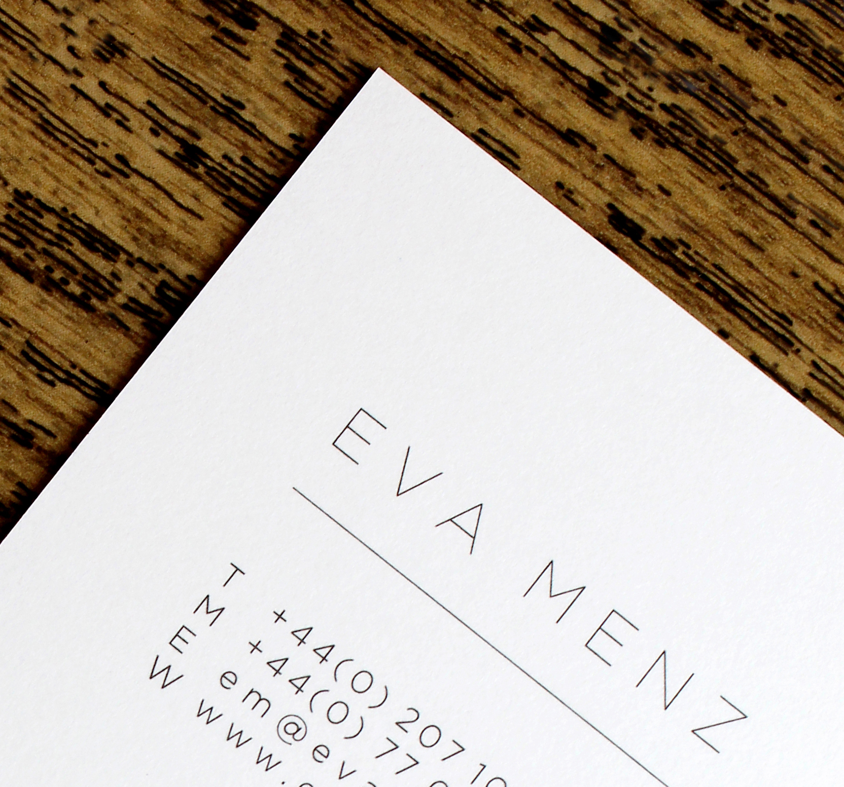 Eva Menz litho print deboss foil business card