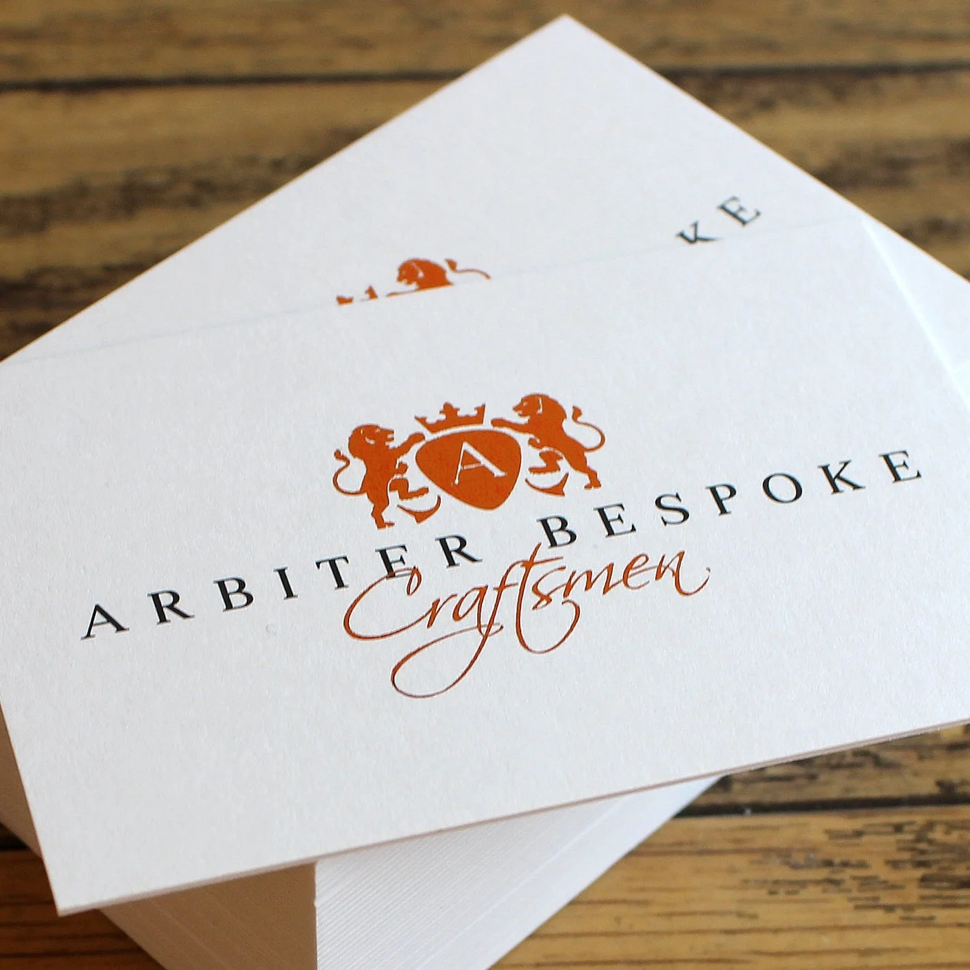 Arbiter Bespoke bronze foiled business card lithoprinted