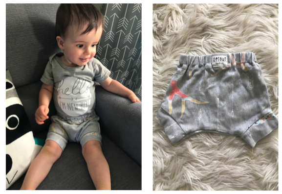 Robbie wearing shorties from @Sprout Handmade