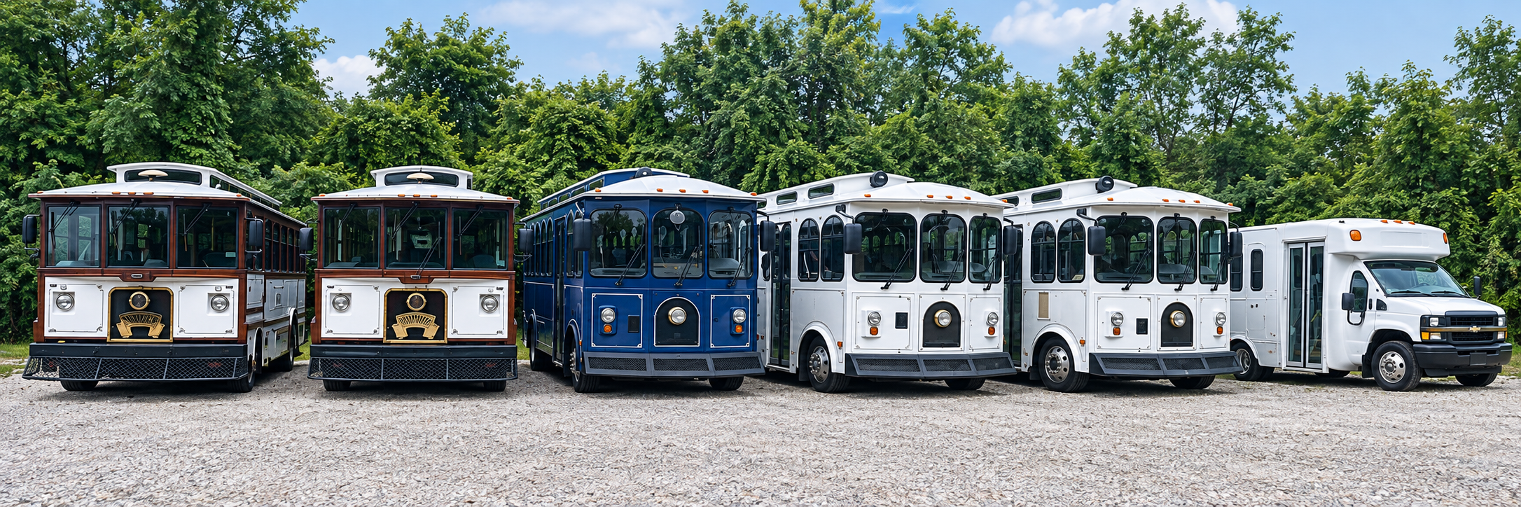 Great Raleigh Trolley vehicles lined up