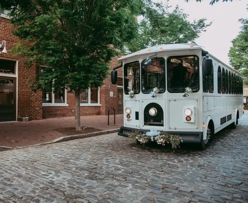 Trolley on cobblestone road